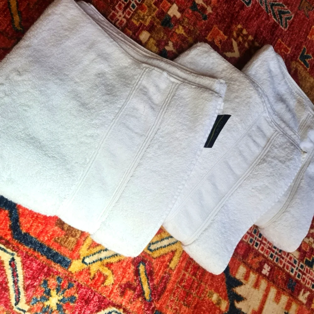 Eguptian Cotton Carrara Oasis Made in Italy White Luxury Plush Towels Set/3